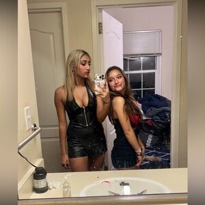 Aerie Leather Black Offline Skirt